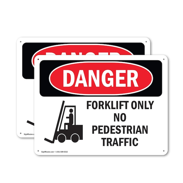 Signmission Forklift Only No Pedestrian Traffic, 10 in W x Rectangle, Plastic OS-2PACK-DS-P-710-L-1264 - main
